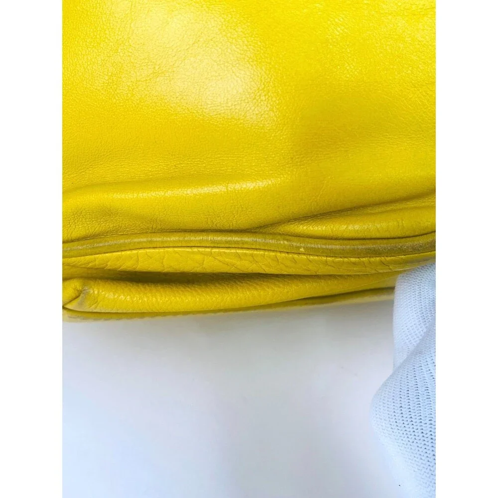 Toscani Italy Mustard Yellow Genuine Leather Slouchy Hobo Shoulder Bag Purse